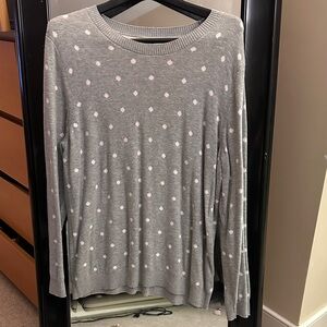 Gray Polka Dot Sweater Top